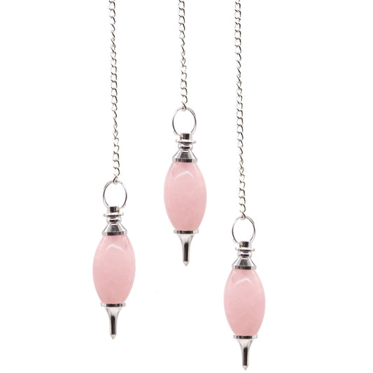 Péndulo Piedra Preciosa en Forma de Lingam - Cuarzo Rosa